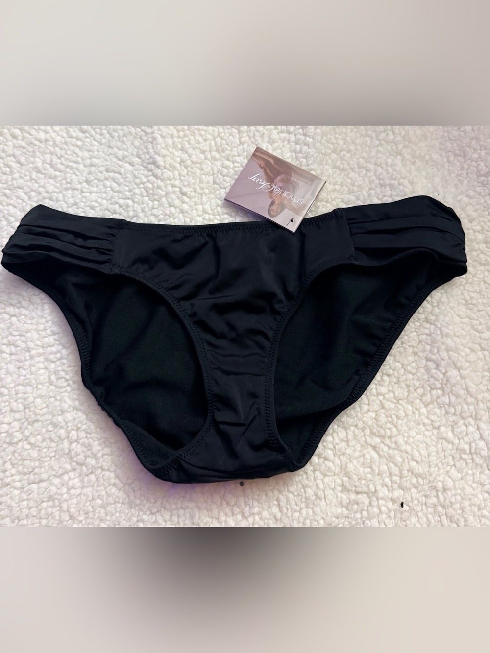 Smart & Sexy. Black Bikini Bottom with Side Pleats. Size Small
